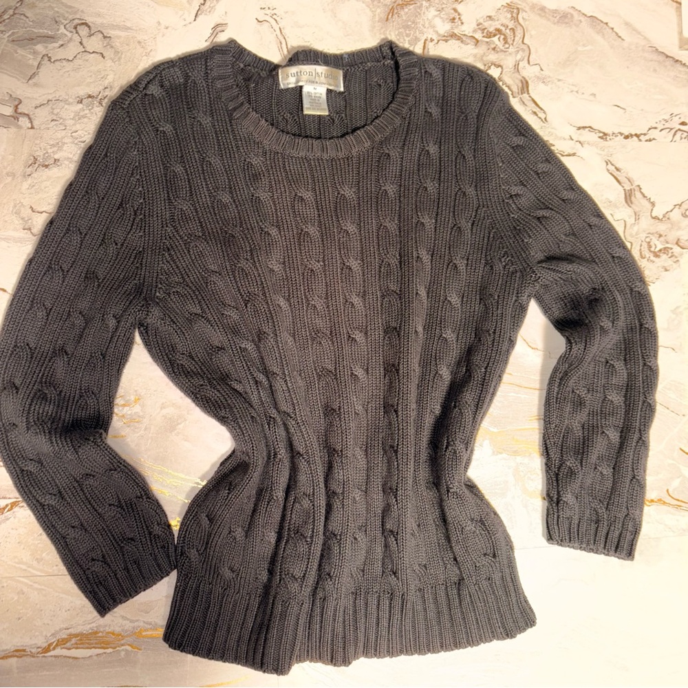 Sutton Studio Charcoal Cable Knit Sweater